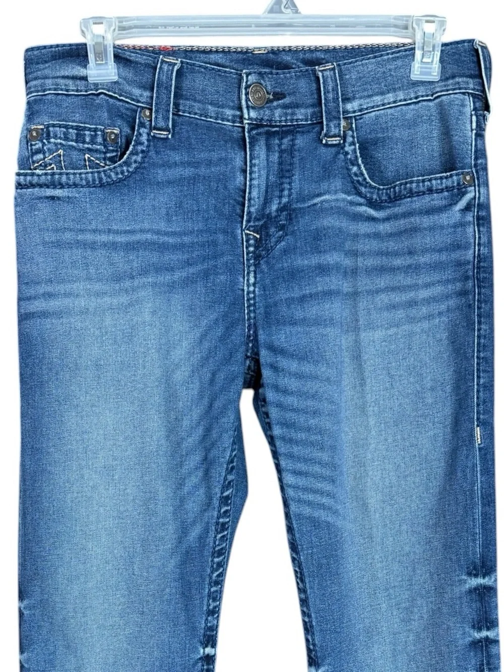 True Religion Devin Loose Straight Jeans Medium Wash Stretch Denim Men's Size 30